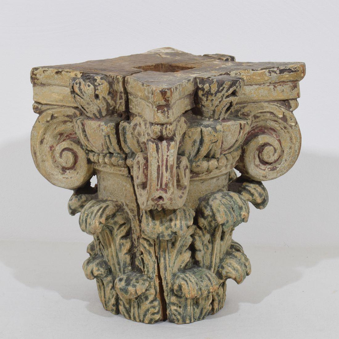 Hand-Carved French, 18th Century, Carved Wooden Capital