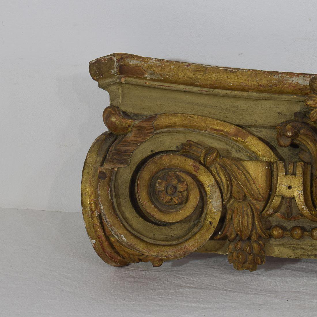 Hand-Carved French 18th Century Carved Wooden Capital