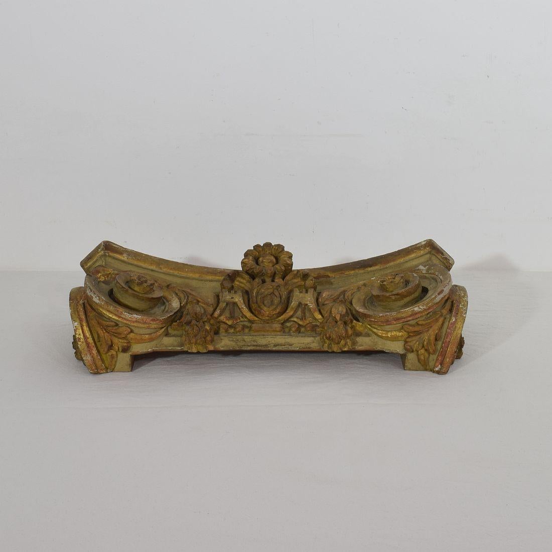 French 18th Century Carved Wooden Capital 1