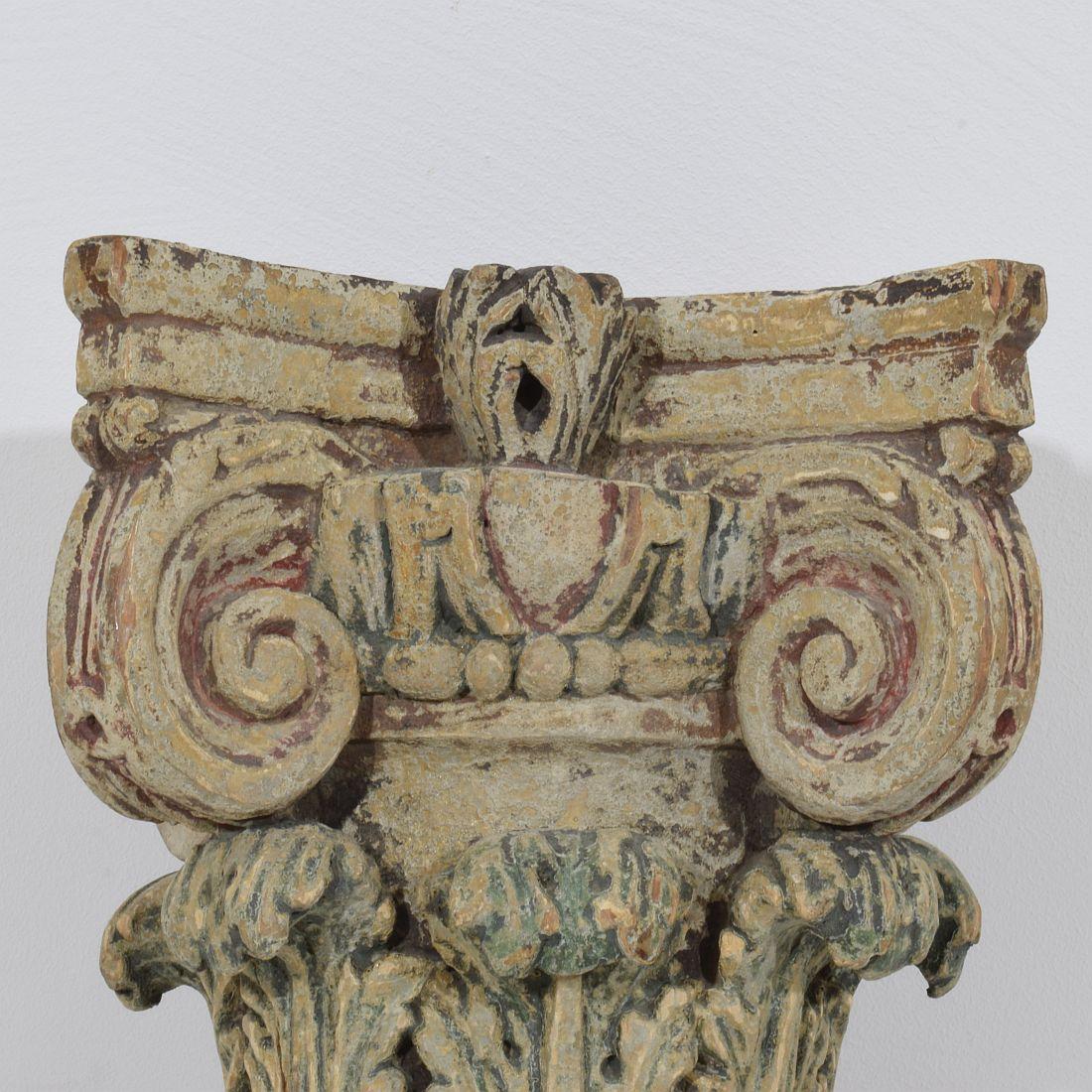 French, 18th Century, Carved Wooden Capital 3