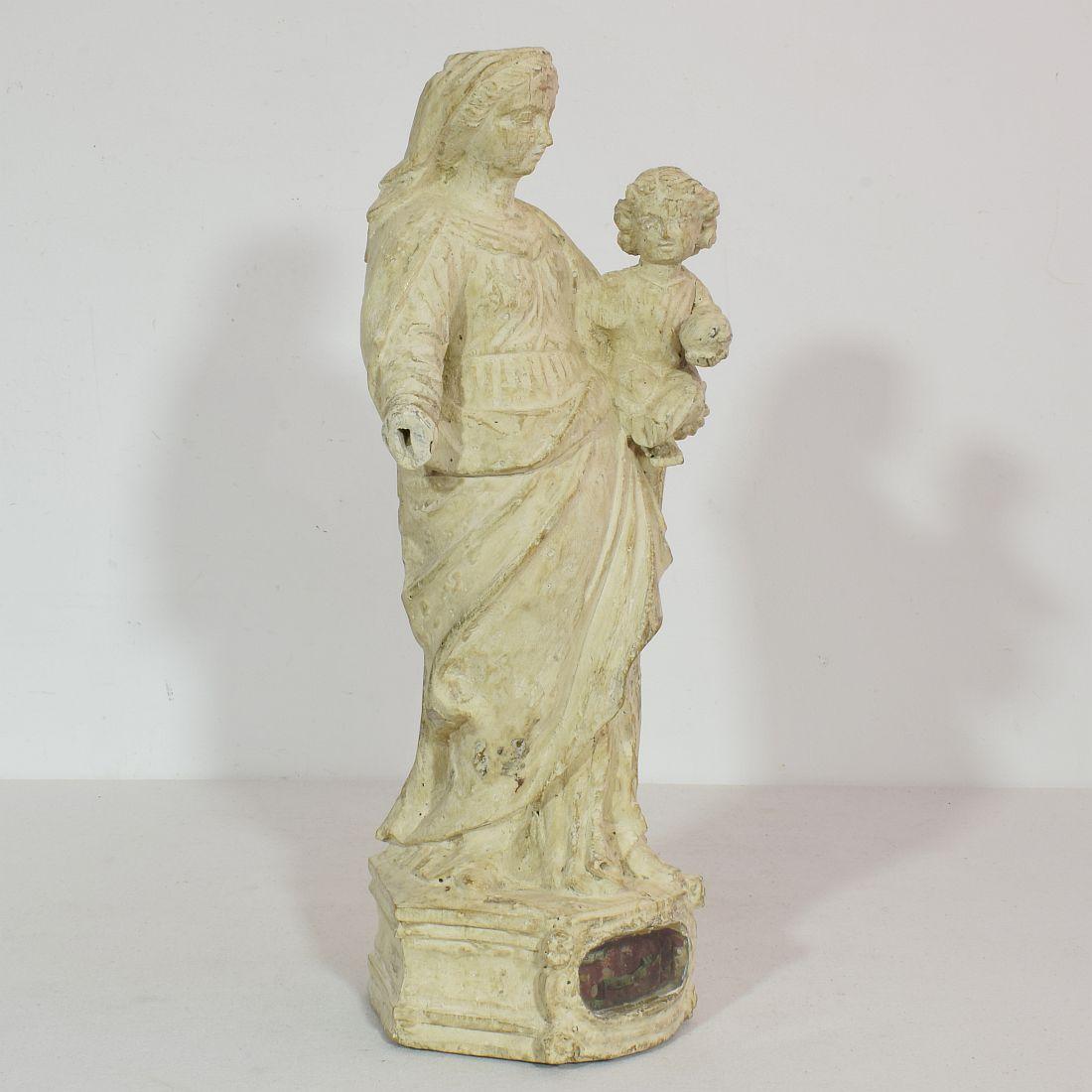 Baroque French 18th Century Carved Wooden Madonna and Child