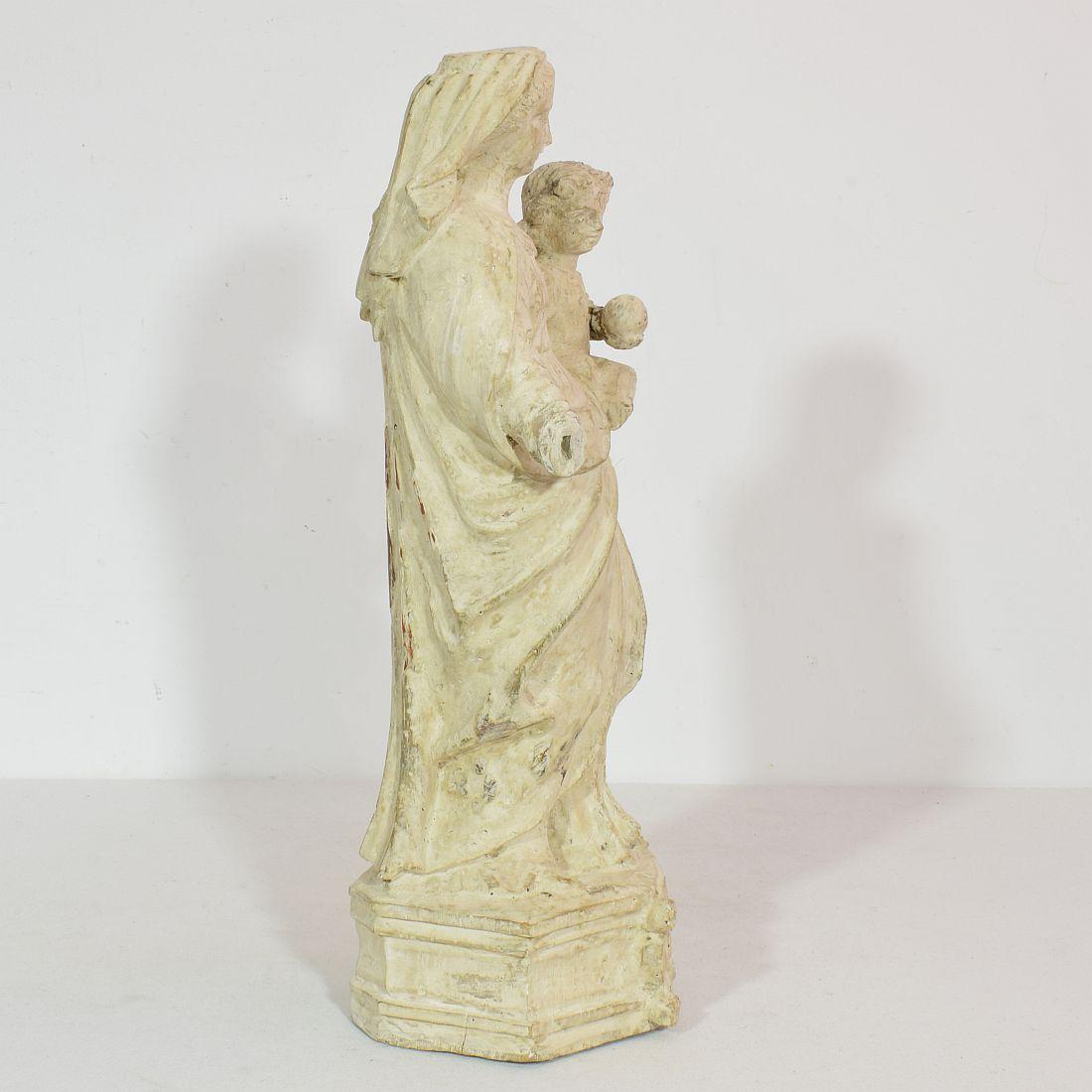 Hand-Carved French 18th Century Carved Wooden Madonna and Child