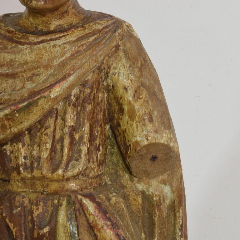 French 18th Century Carved Wooden Saint Statue at 1stDibs