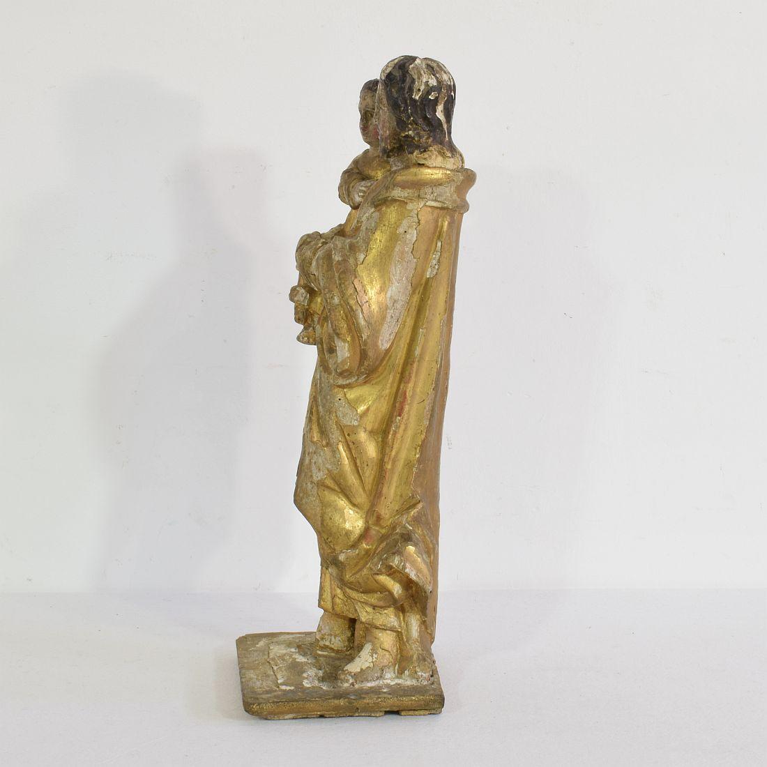 18th Century and Earlier French 18th Century Carved Wooden Statue of Josef with Baby Jesus