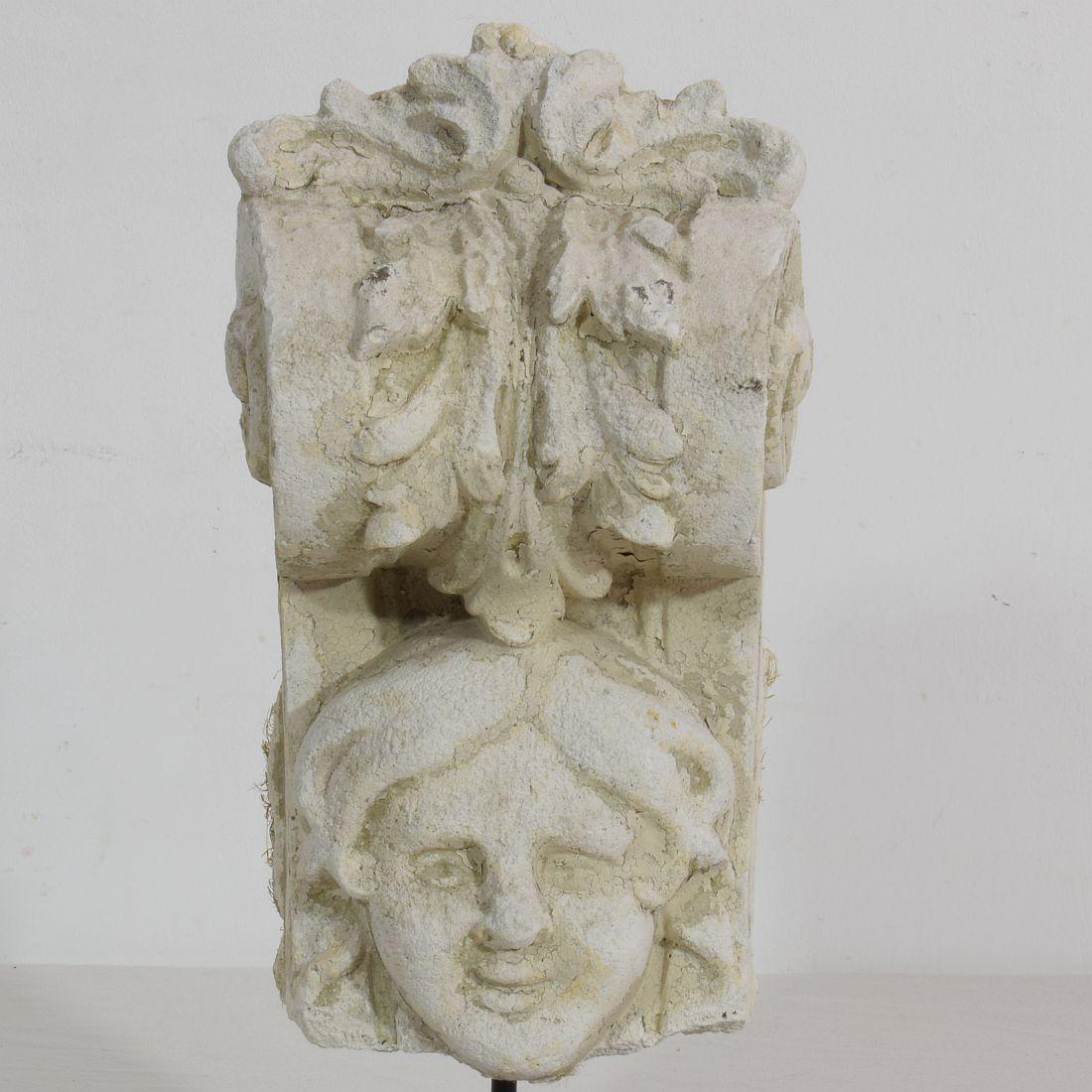 18th Century and Earlier French 18th Century Chalk/ Stucco Mascaron / Head Ornament