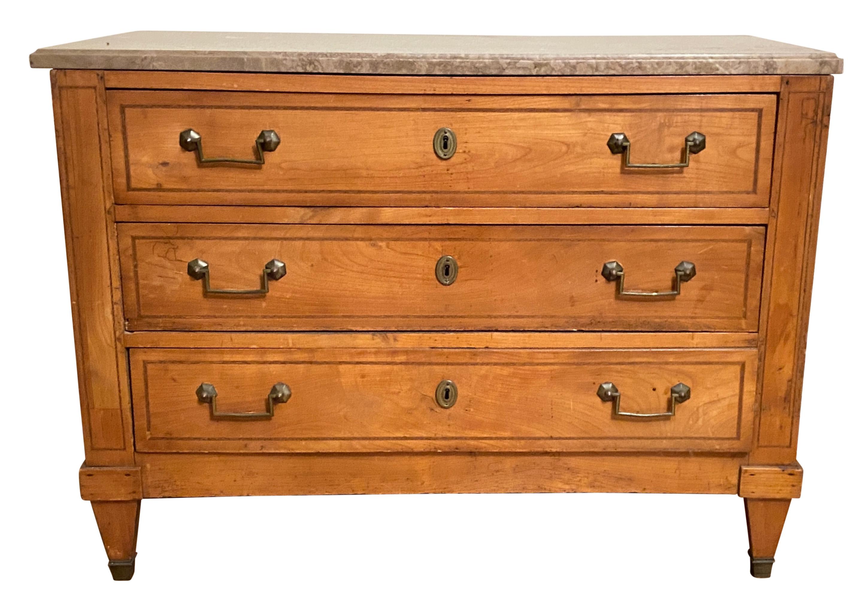Louis XVI French 18th Century Cherry Wood Chest of Drawers  For Sale