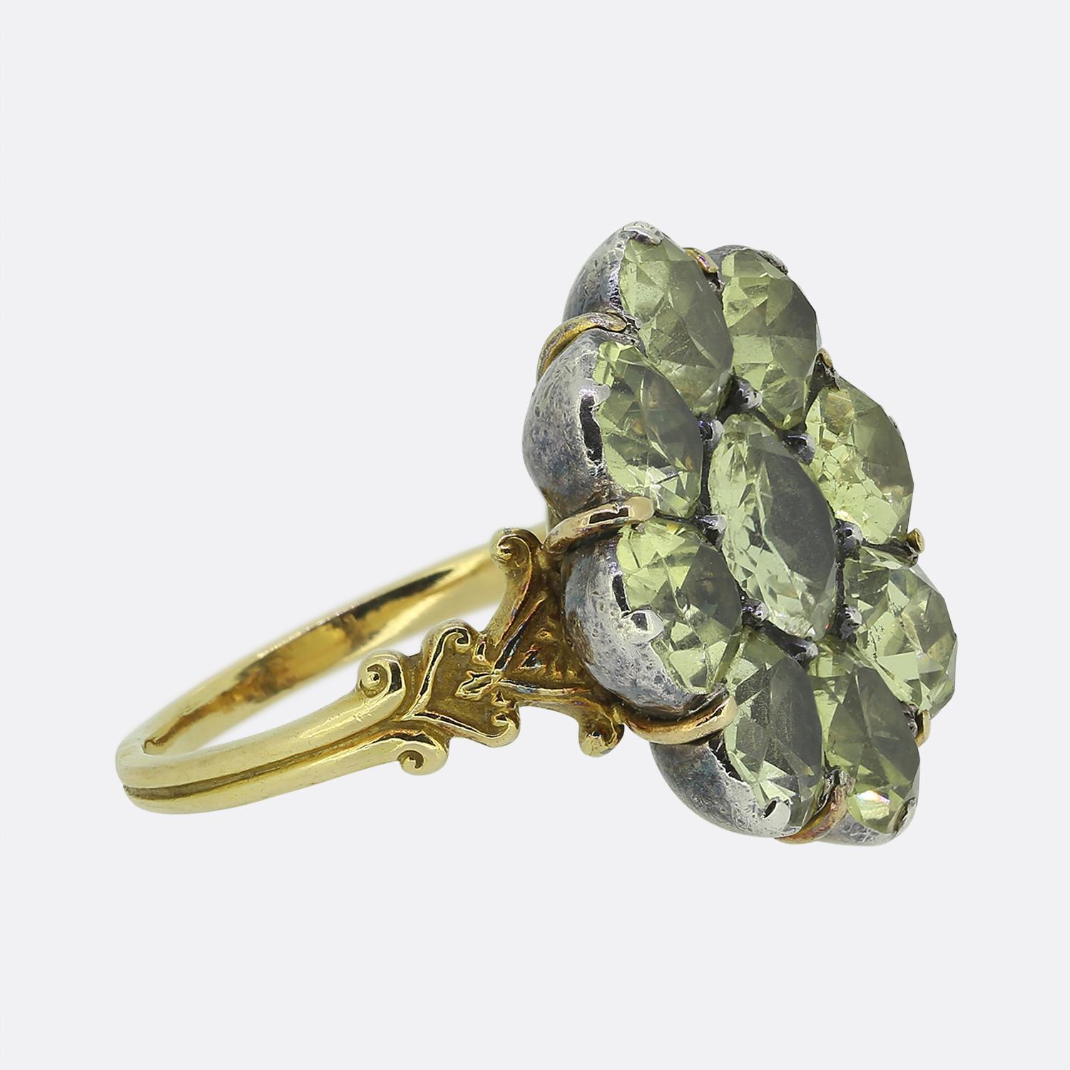 Round Cut French 18th Century Chrysoberyl Cluster Ring