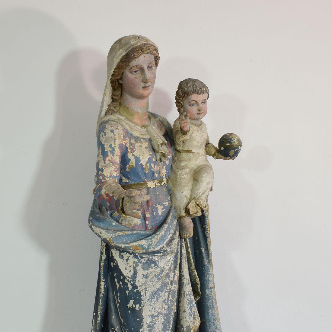 French 18th Century Classical Wooden Madonna with Child 5