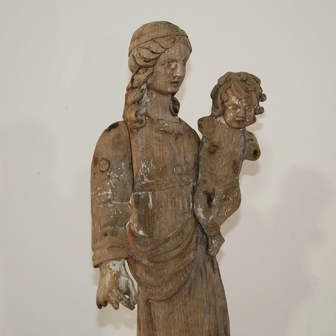 French 18th Century Classical Wooden Madonna with Child 5