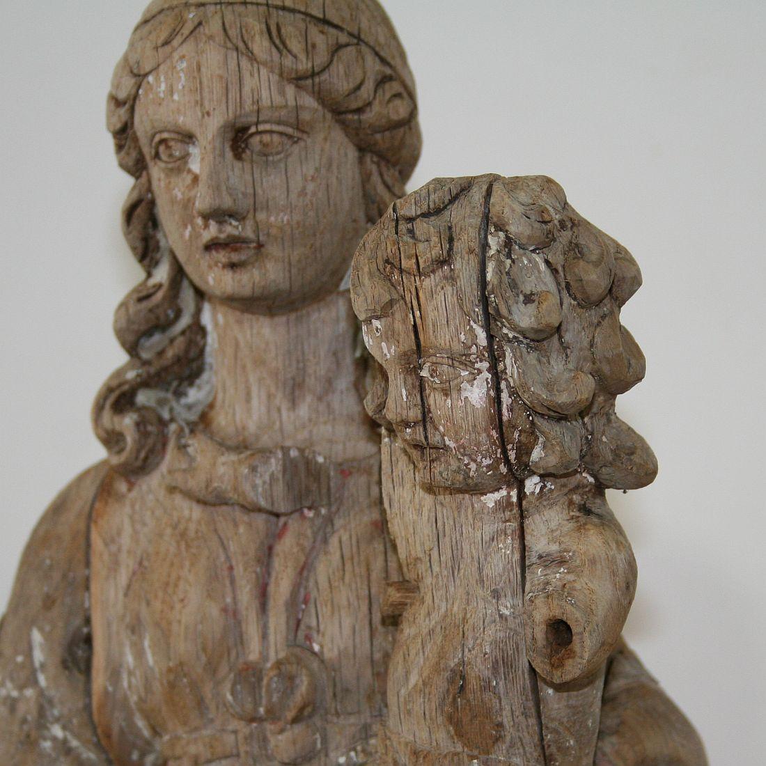 French 18th Century Classical Wooden Madonna with Child 6