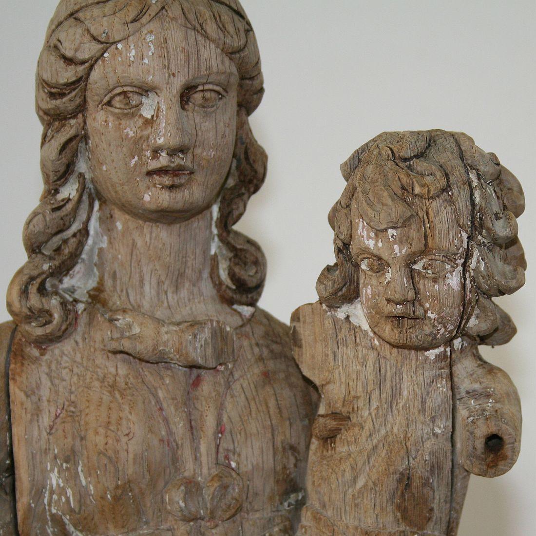 French 18th Century Classical Wooden Madonna with Child 7