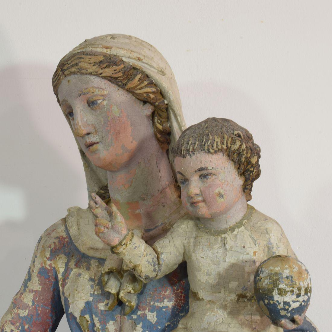 French 18th Century Classical Wooden Madonna with Child 10