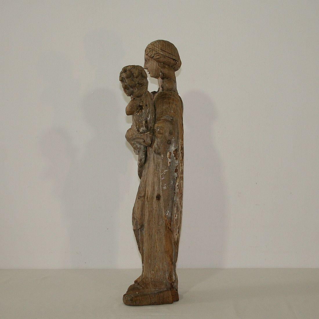 Oak French 18th Century Classical Wooden Madonna with Child