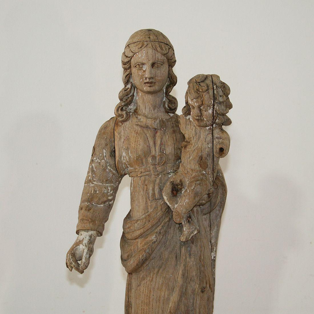 French 18th Century Classical Wooden Madonna with Child 1