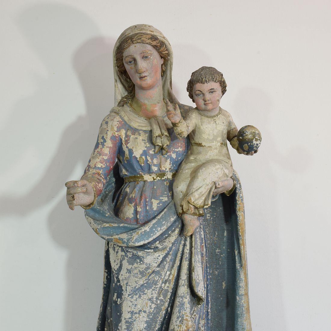 French 18th Century Classical Wooden Madonna with Child 4