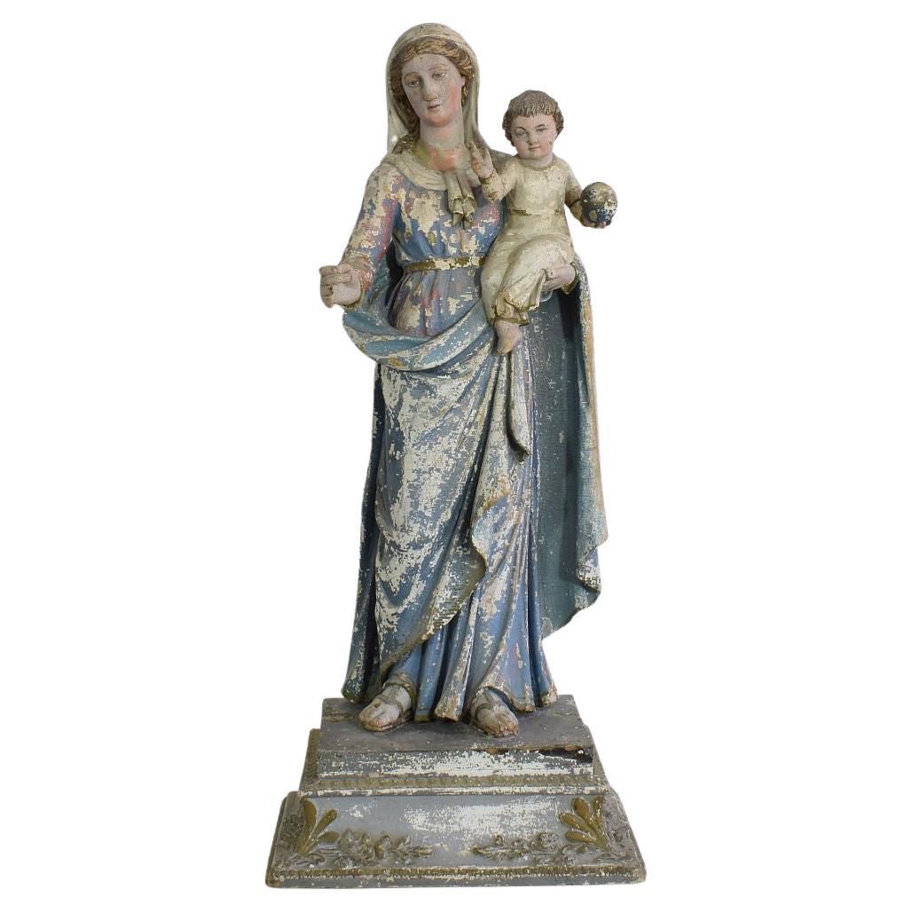 French 18th Century Classical Wooden Madonna with Child