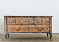 French 18th Century Commode with Original Paint and Marble Top