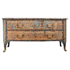 French 18th Century Commode with Original Paint and Marble Top