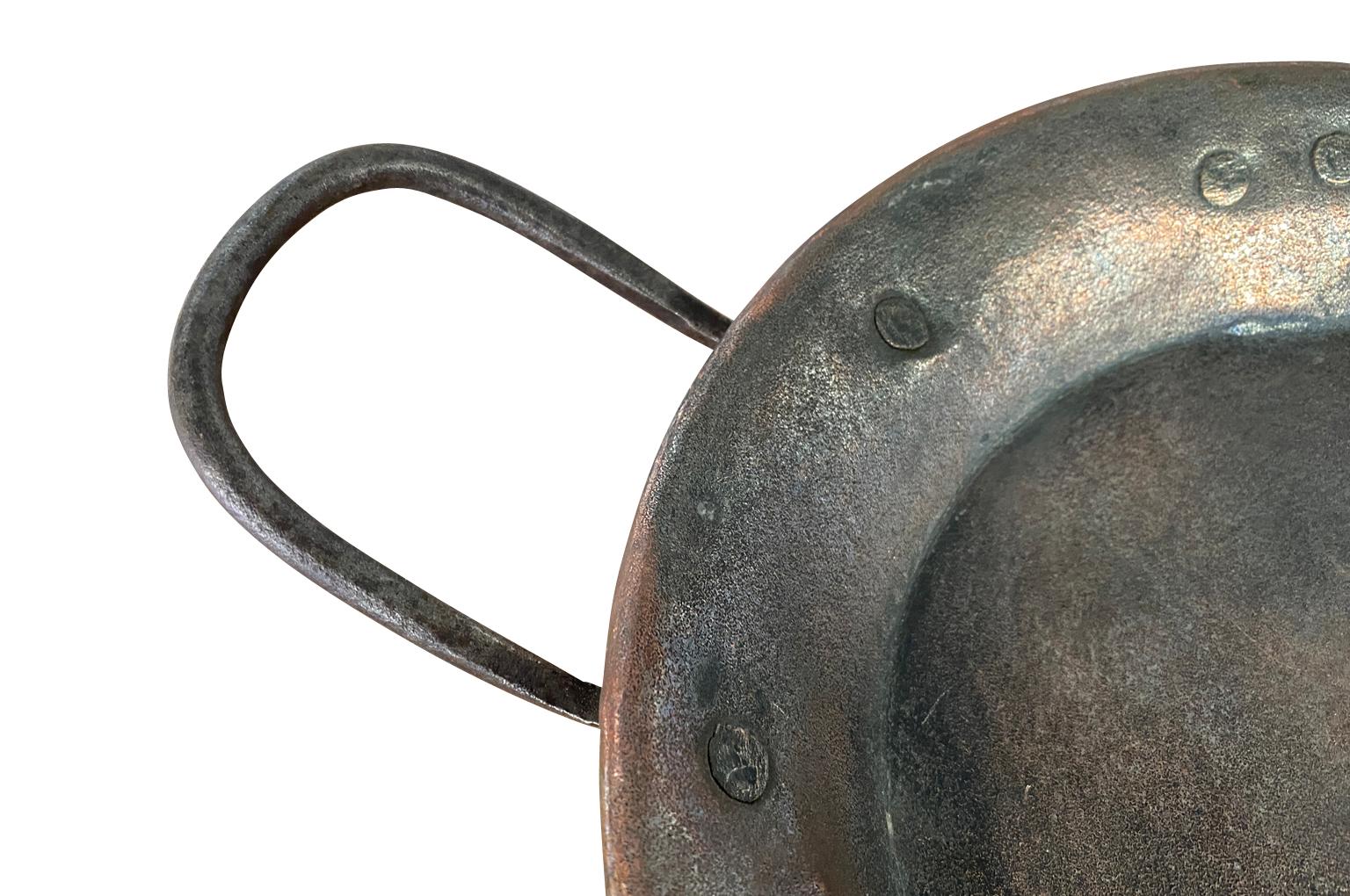 18th Century and Earlier French 18th Century Copper Footed Pan For Sale