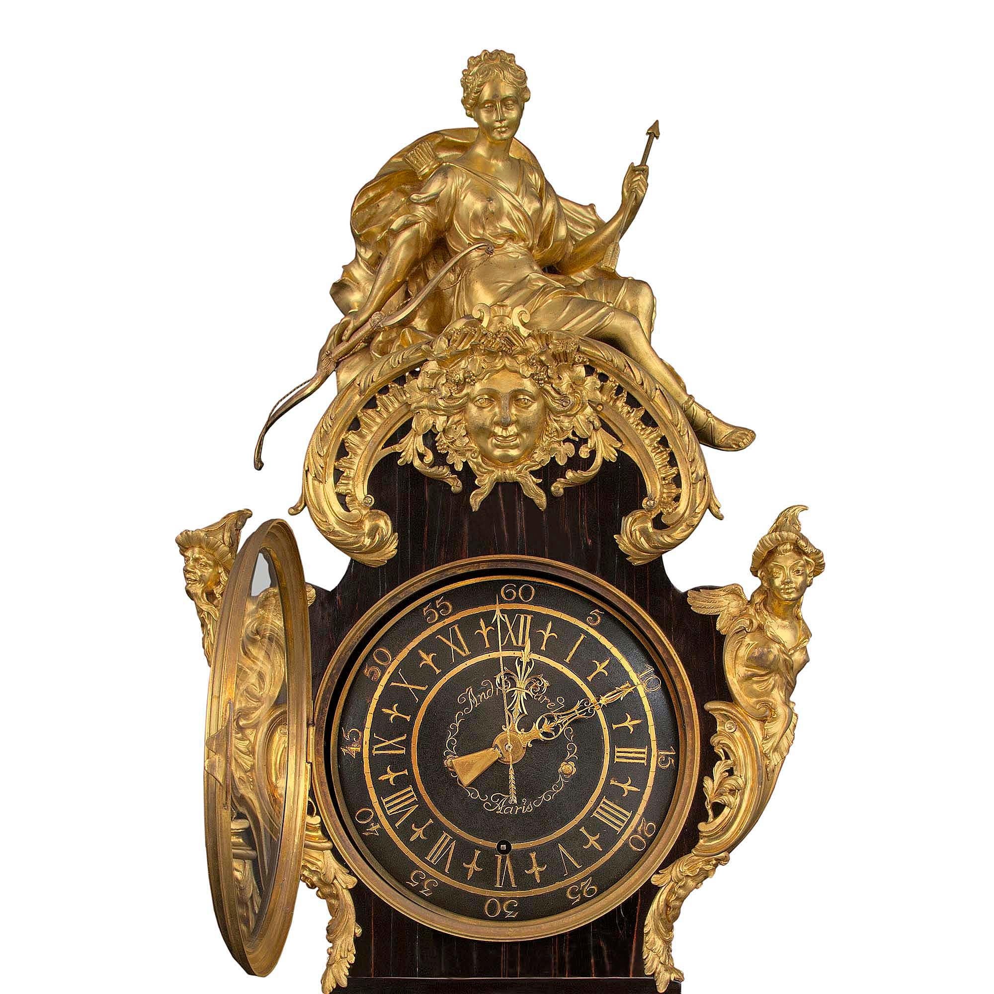 French 18th Century Coromandel and Ormolu Grandfather Clock For Sale 1