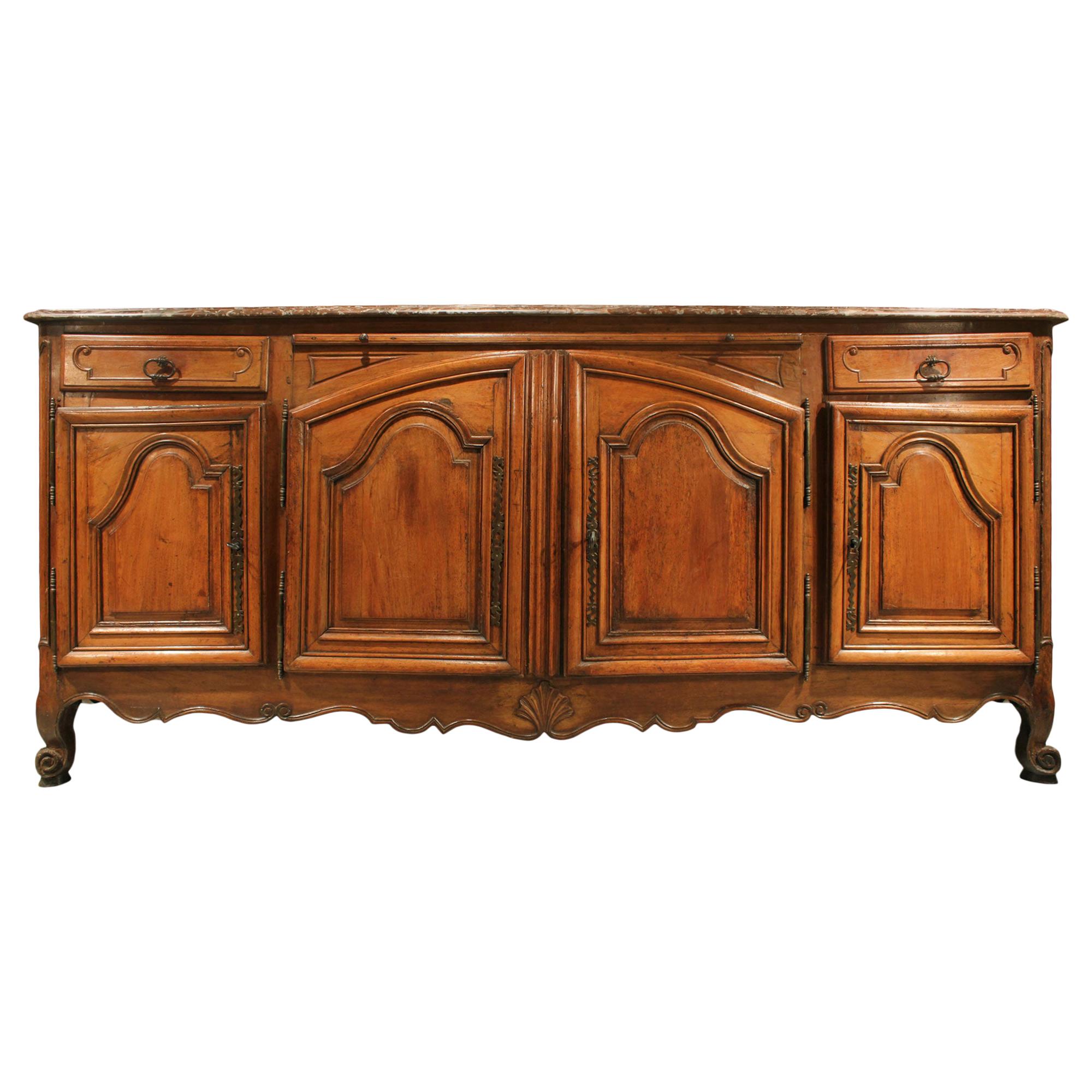 Antique French Louis XV Walnut Buffet For Sale at 1stDibs