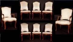 French, 18th Century Dining Room Six Chairs and Two Armchairs, 1760