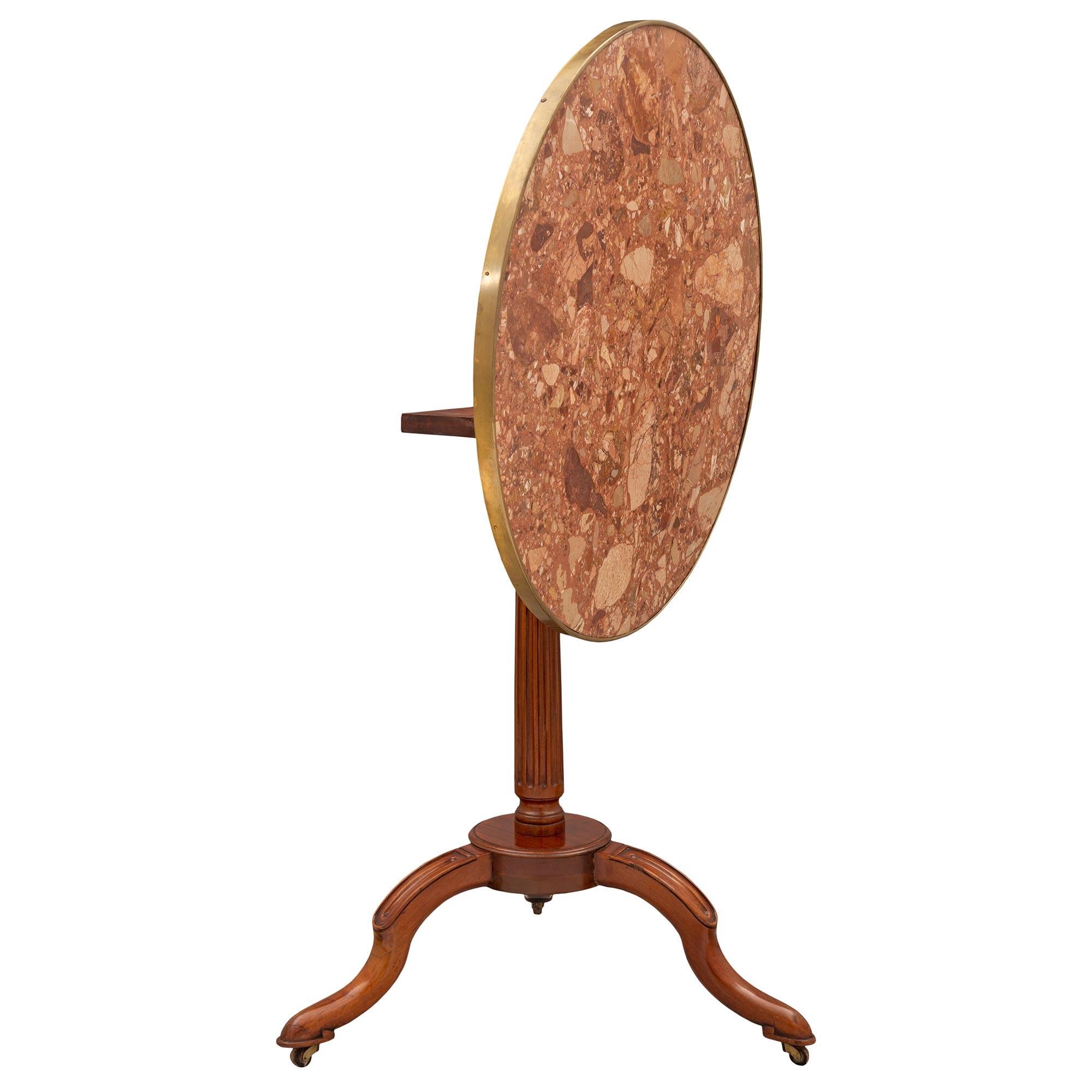 French 18th Century Directoire Period Mahogany and Marble Tilt Top Side Table In Good Condition For Sale In West Palm Beach, FL