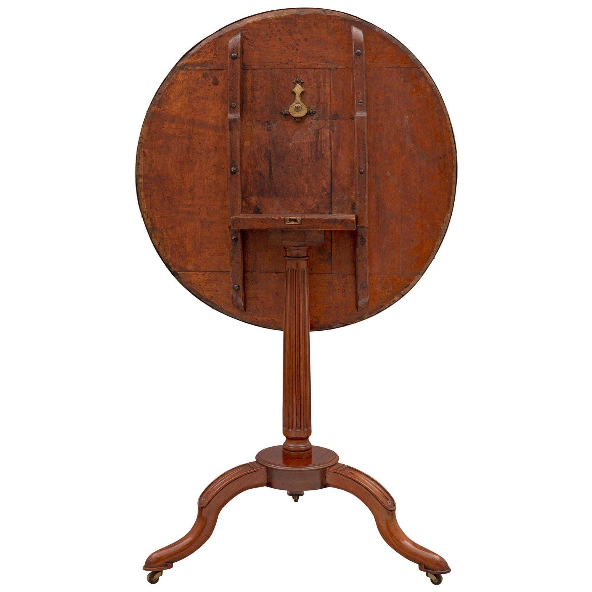 18th Century and Earlier French 18th Century Directoire Period Mahogany and Marble Tilt Top Side Table For Sale