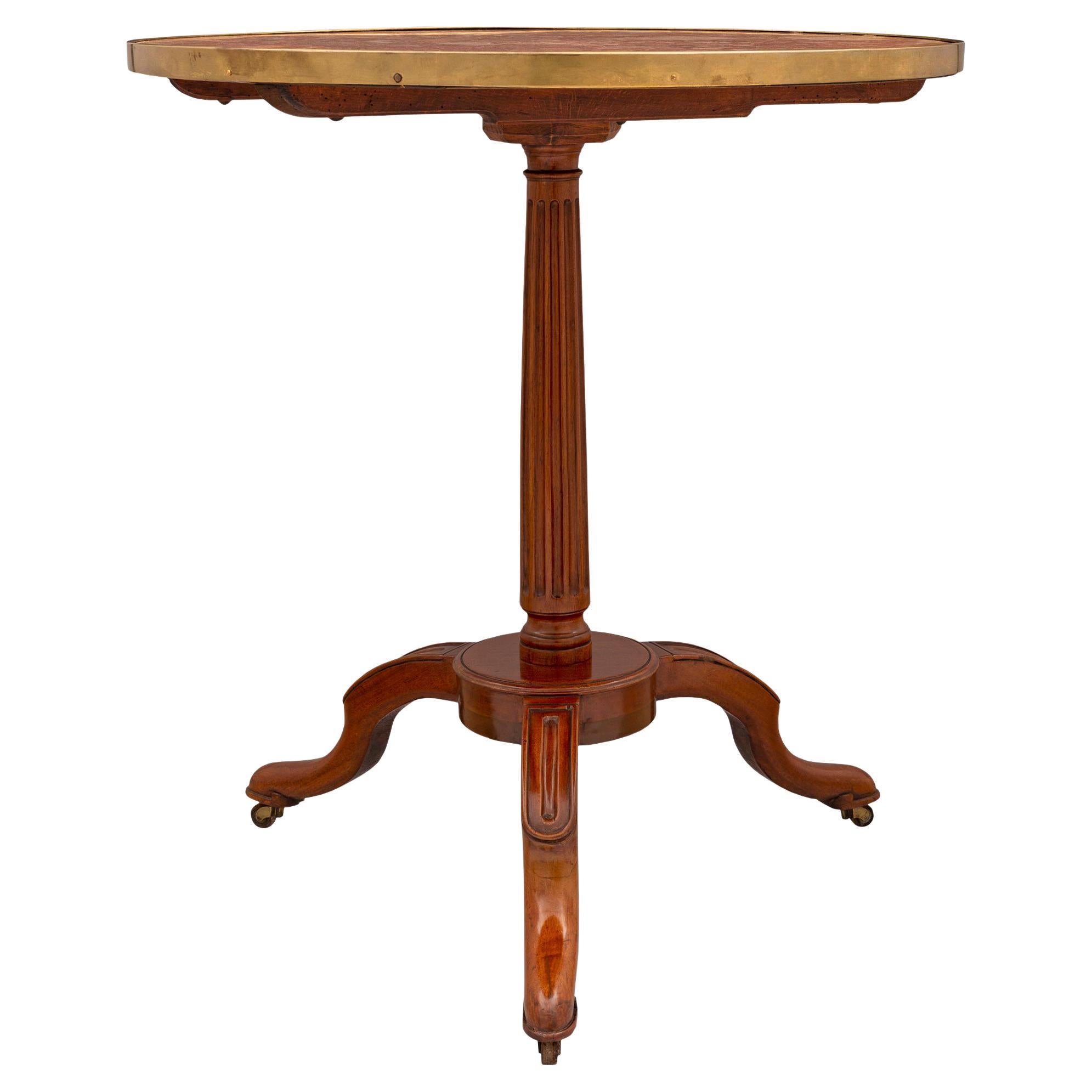 French 18th Century Directoire Period Mahogany and Marble Tilt Top Side Table