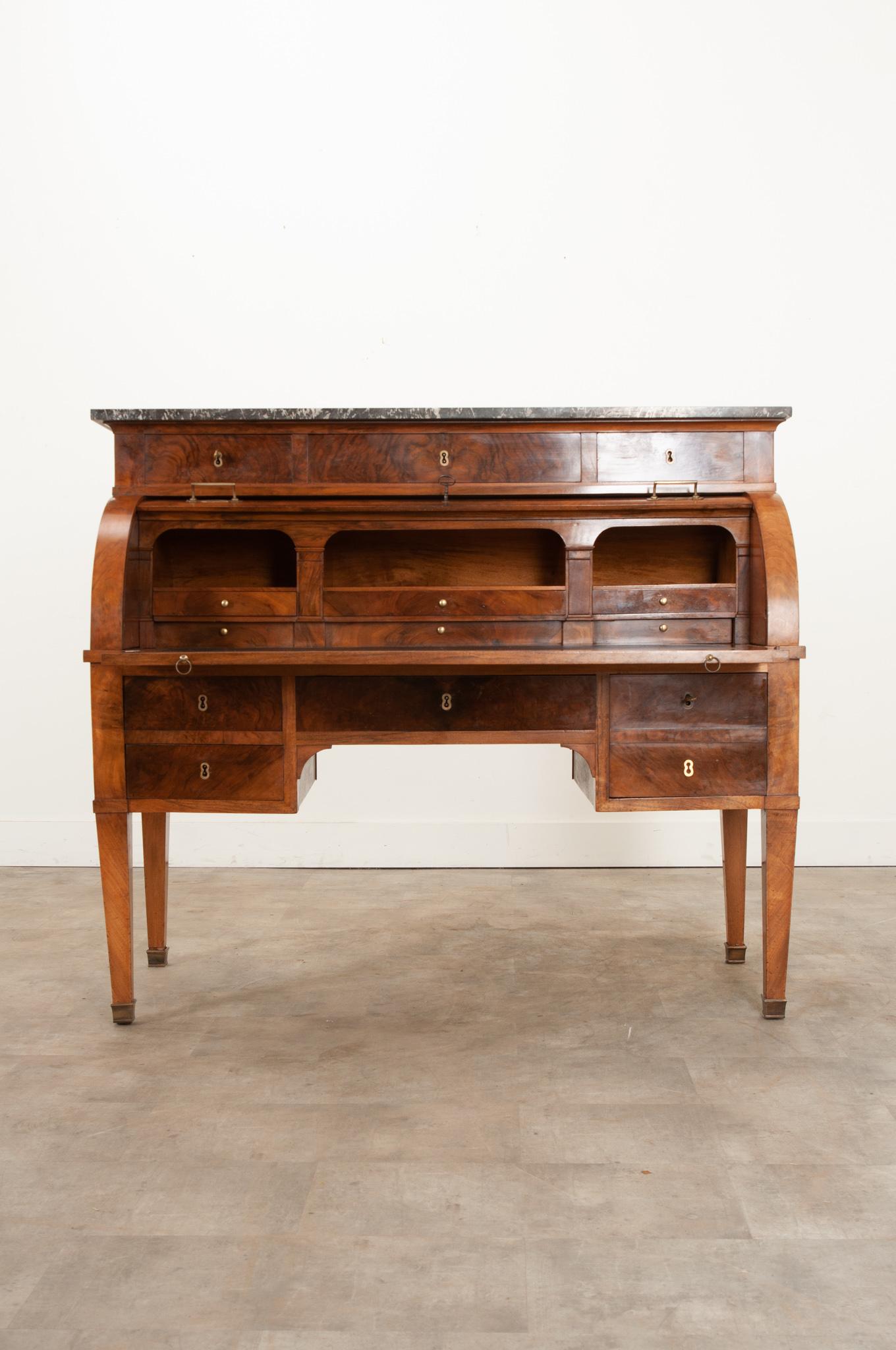 Marble French 18th Century Directoire Roll Top Desk For Sale