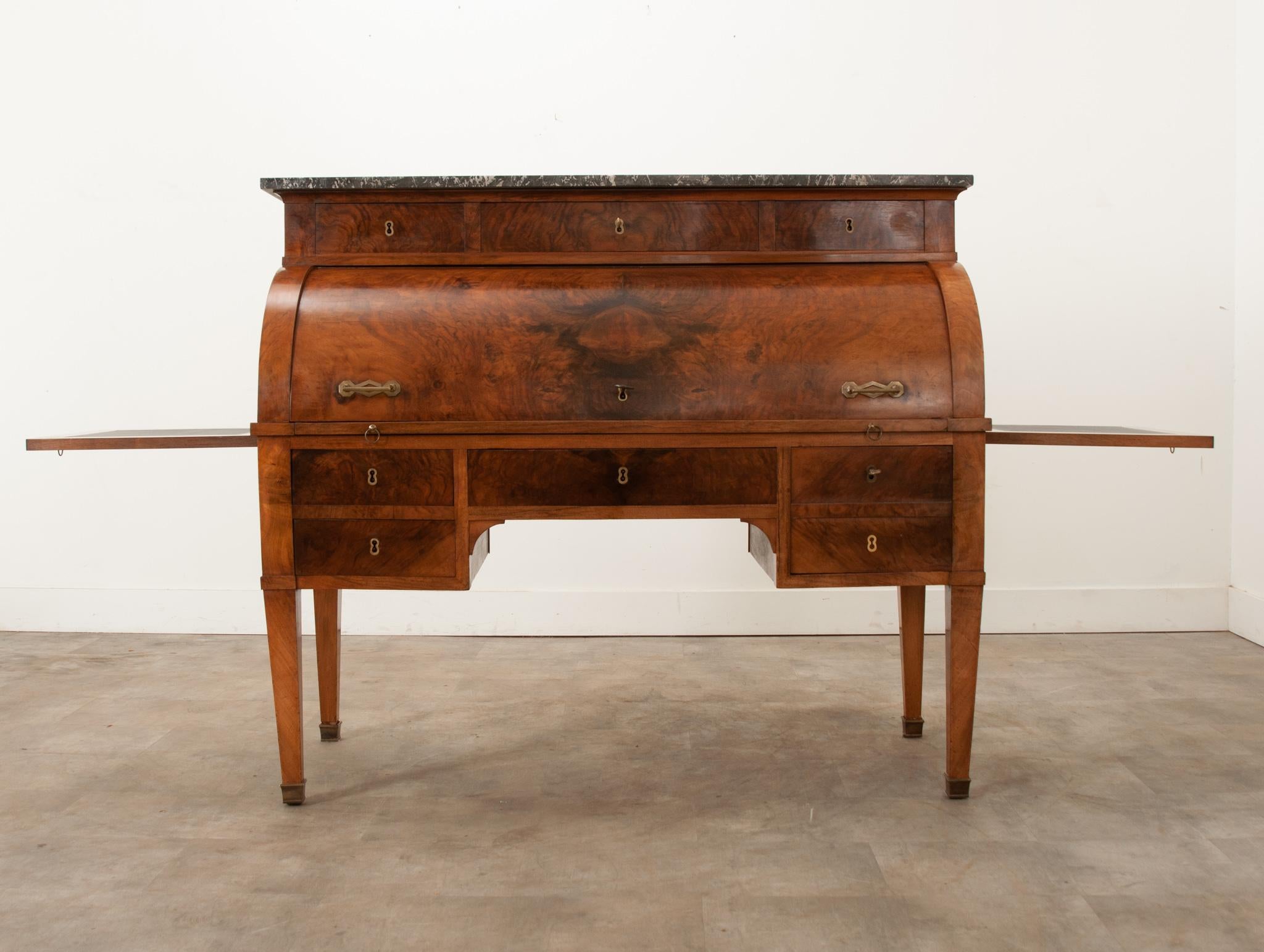 Marble French 18th Century Directoire Roll Top Desk For Sale