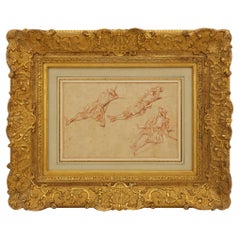 French 18th century drawing of The Study of a Resting Soldier