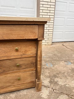 French 18th Century Empire Bleached Walnut Marble Top Commode