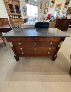 French 18th Century Empire Mahogany Marble Top Chest of Drawers / Commode