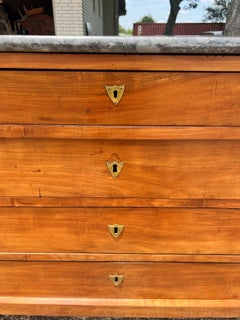 French 18th Century Empire Solid Walnut Marble Top Chest of Drawers