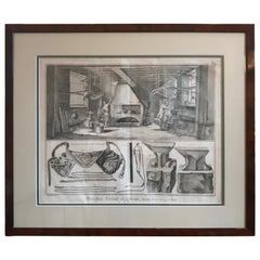 Antique French 18th Century Engraving of the Blacksmiths and their Tools