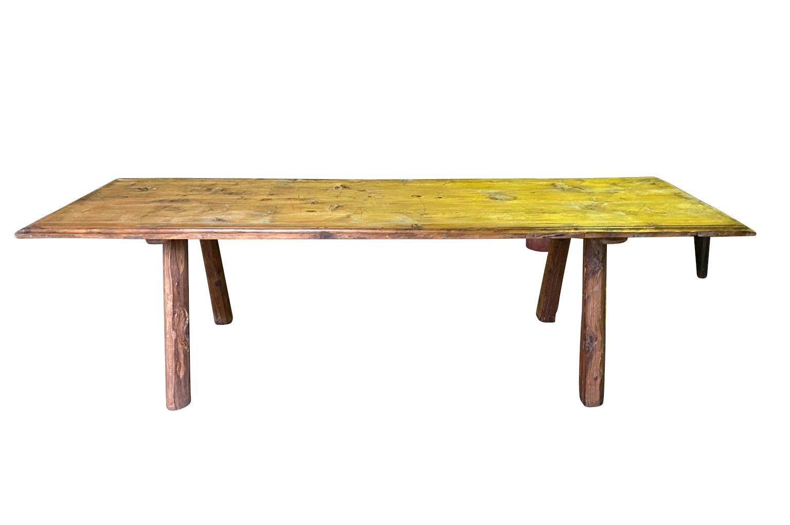 A very handsome 18th century Farm table from the Southwest of France. Soundly constructed from Meleze - a very hard pine, with a wonderful top with a nice edge finish.