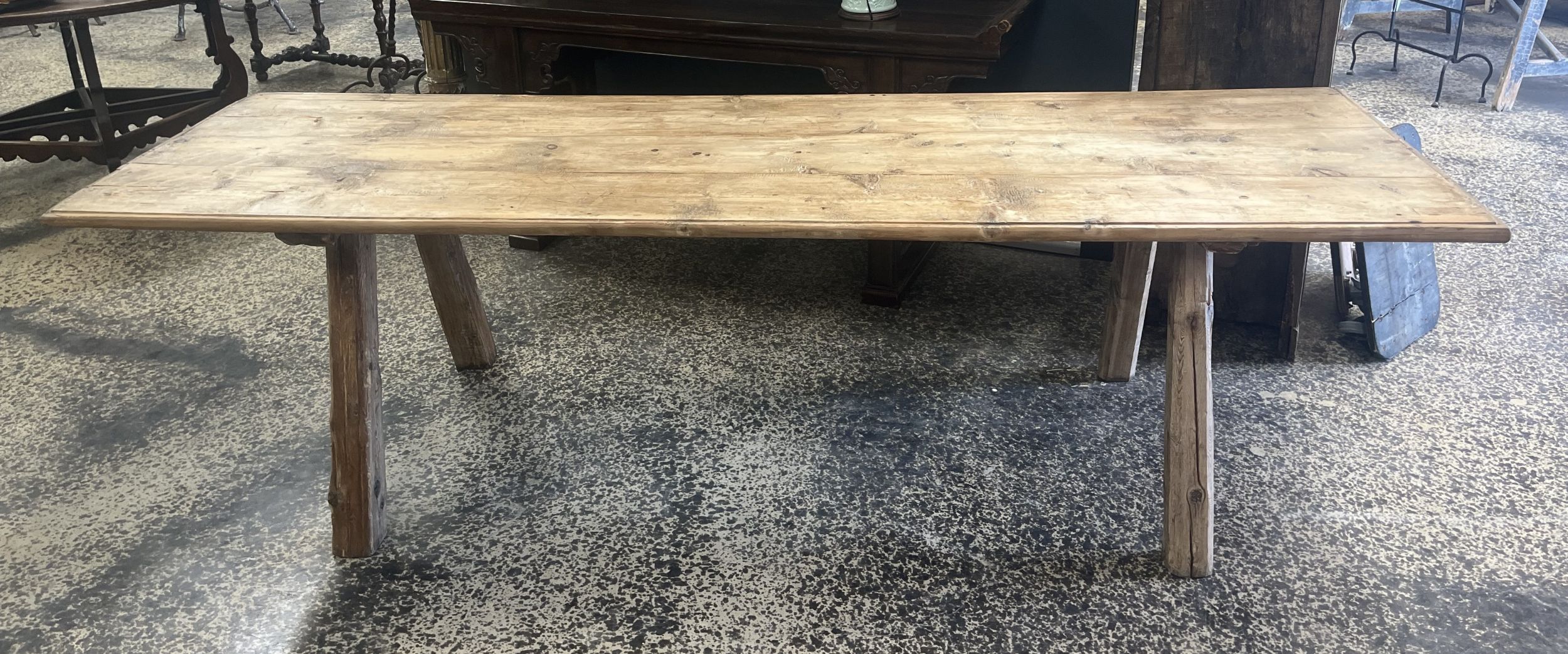 A very handsome 18th century Farm table from the Southwest of France. Soundly constructed from Meleze - a very hard pine, with a wonderful top with a nice edge finish.