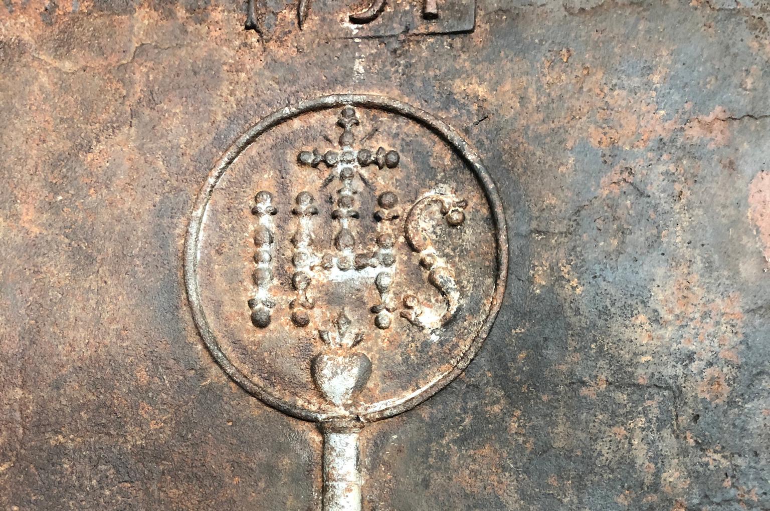 Iron French 18th Century Fireback For Sale