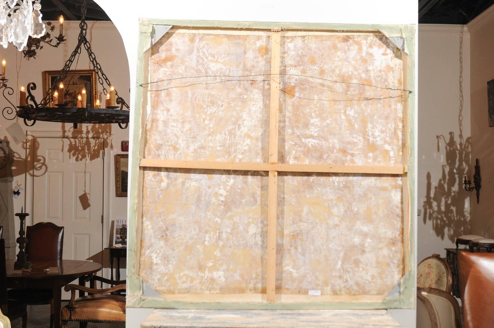 Panneau de toile peint à la fleur du XVIIIe siècle provenant d'un manoir de la vallée de la Loire 2