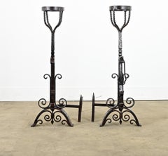 French 18th Century Forged Iron Andirons
