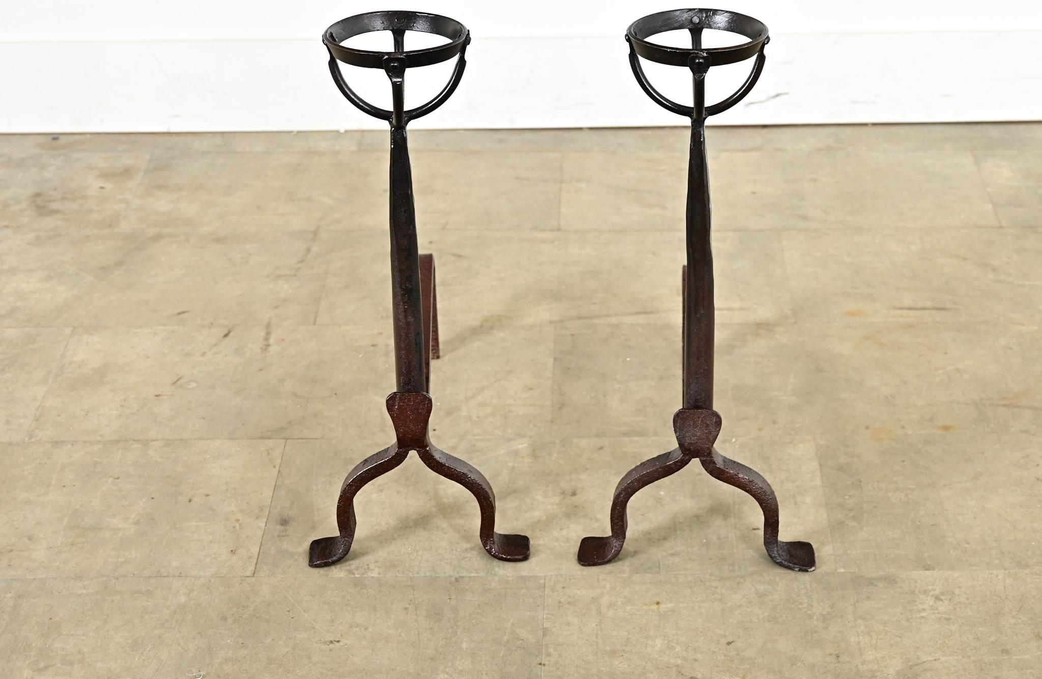 French 18th Century Forged Iron Andirons In Good Condition For Sale In Baton Rouge, LA