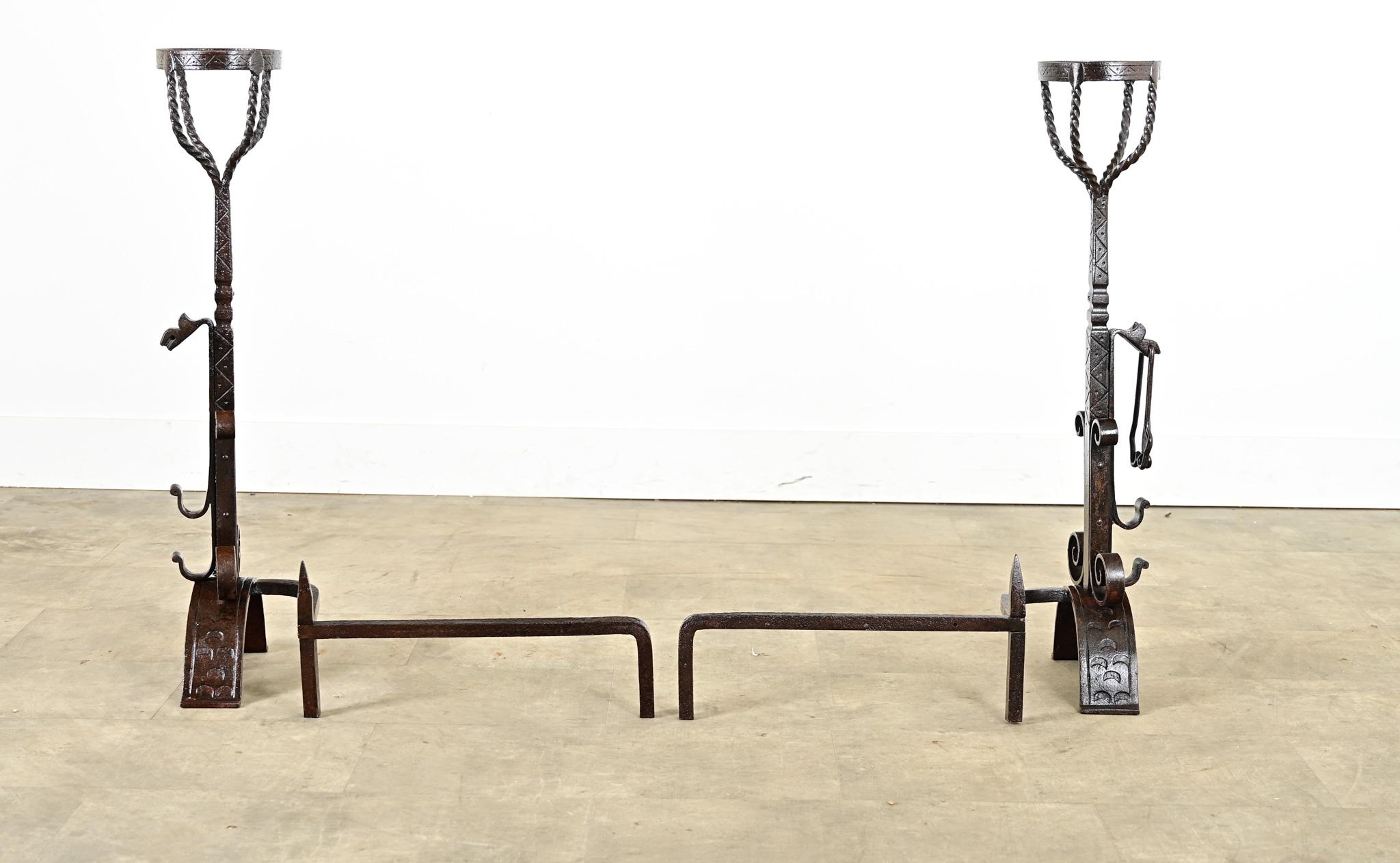 French 18th Century Forged Iron Andirons For Sale 1