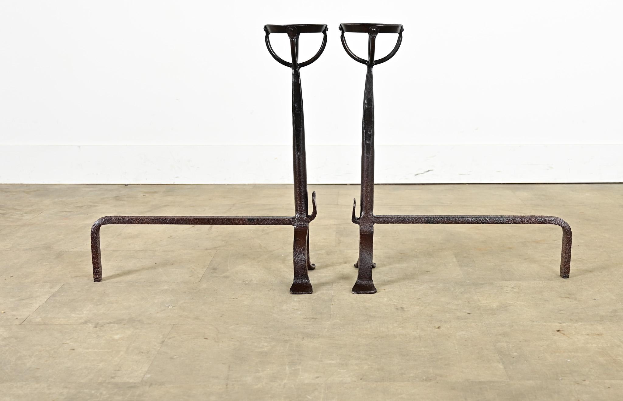 French 18th Century Forged Iron Andirons For Sale 2