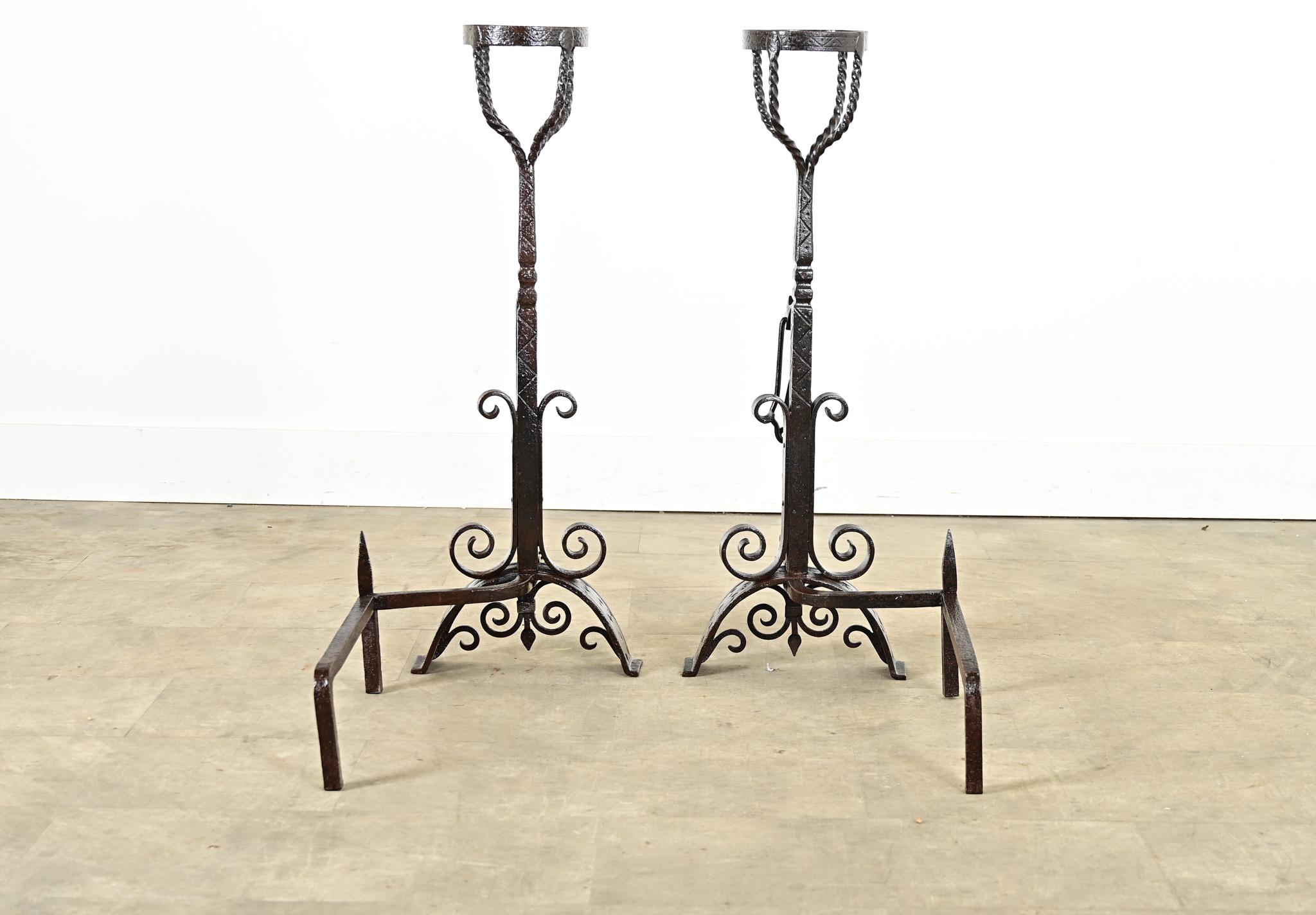 French 18th Century Forged Iron Andirons For Sale 2