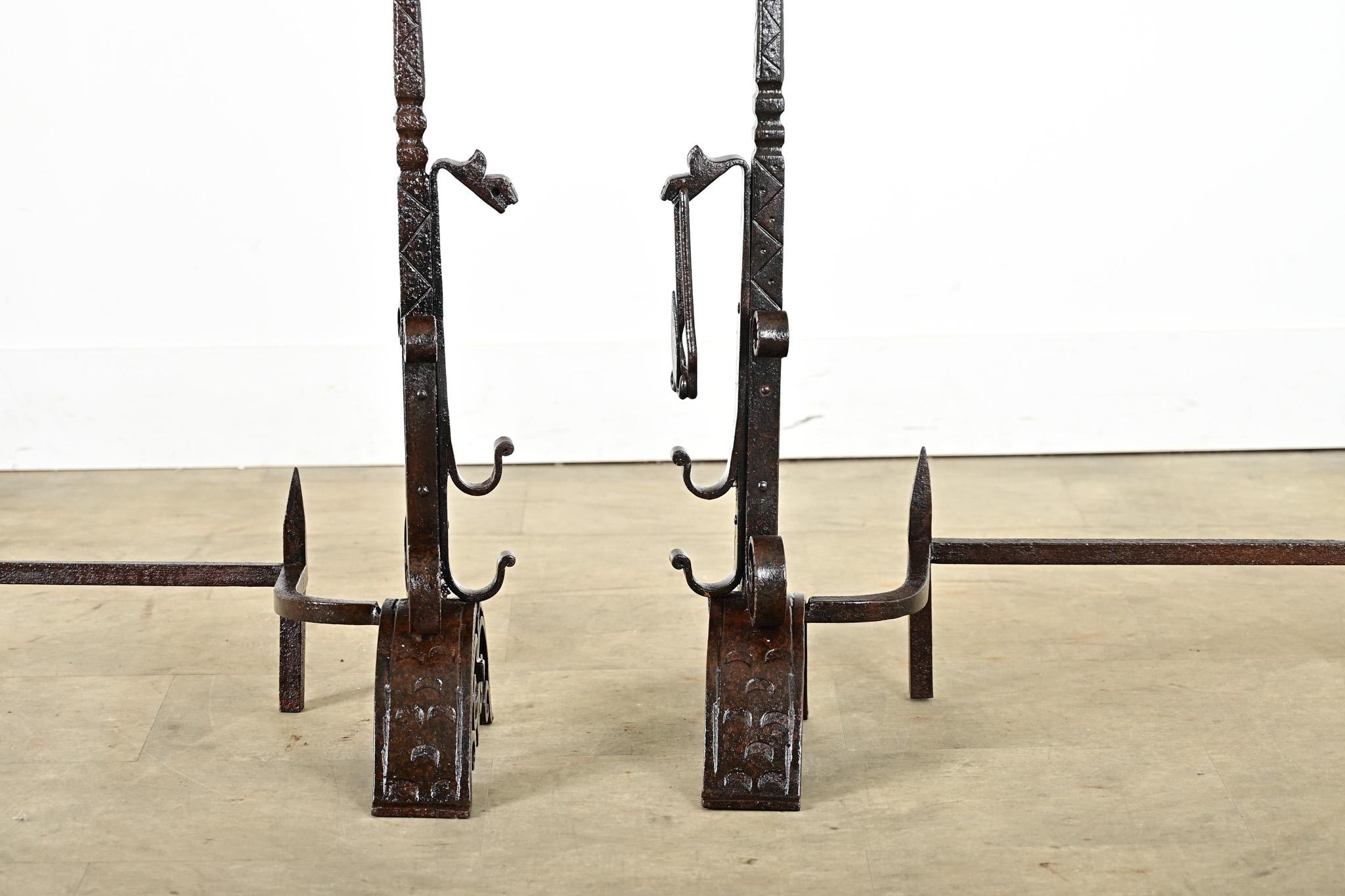 French 18th Century Forged Iron Andirons For Sale 3