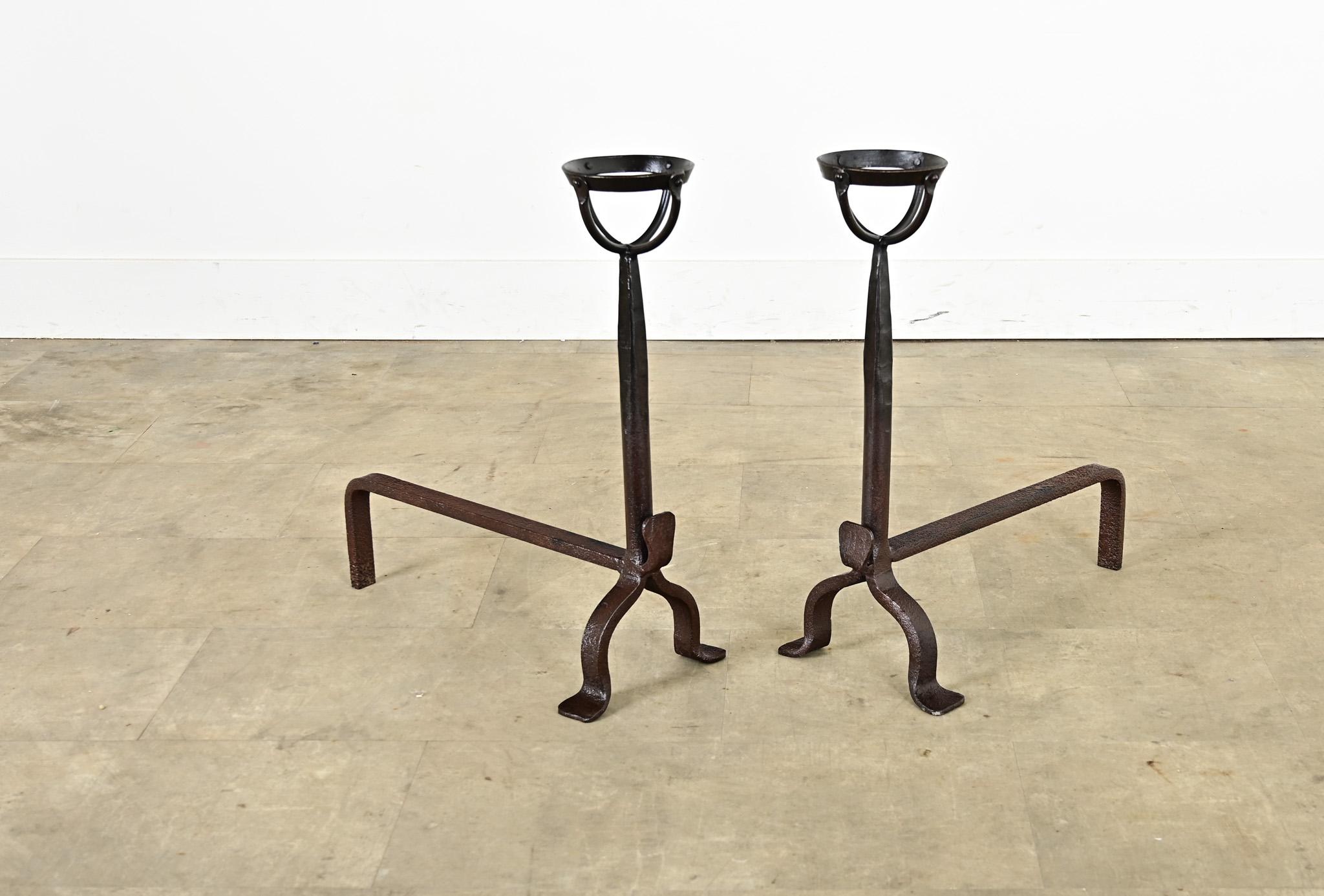 French 18th Century Forged Iron Andirons For Sale 4