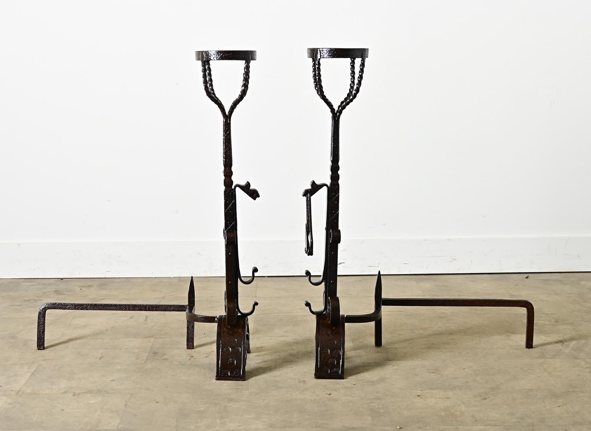 French 18th Century Forged Iron Andirons For Sale 4