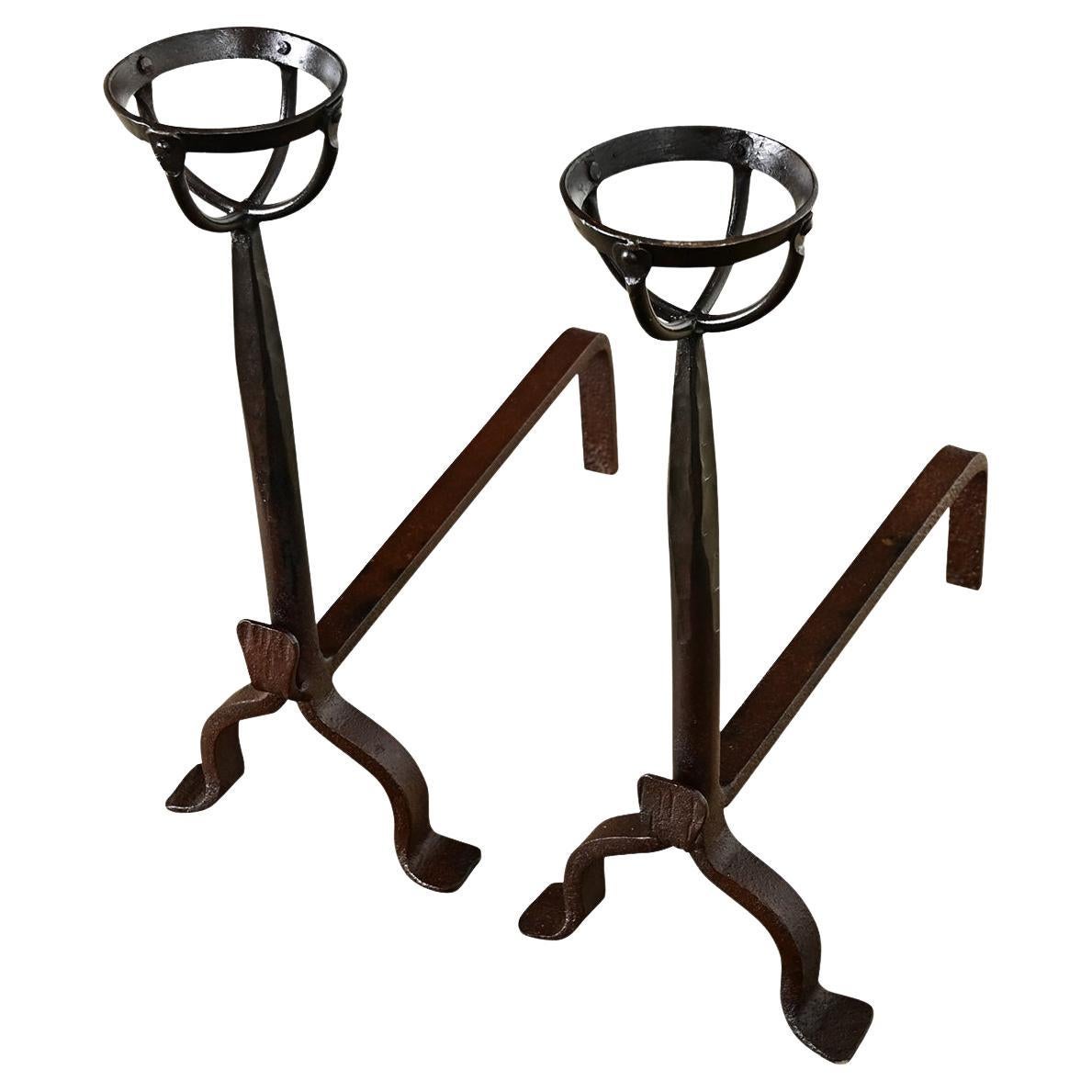 French 18th Century Forged Iron Andirons