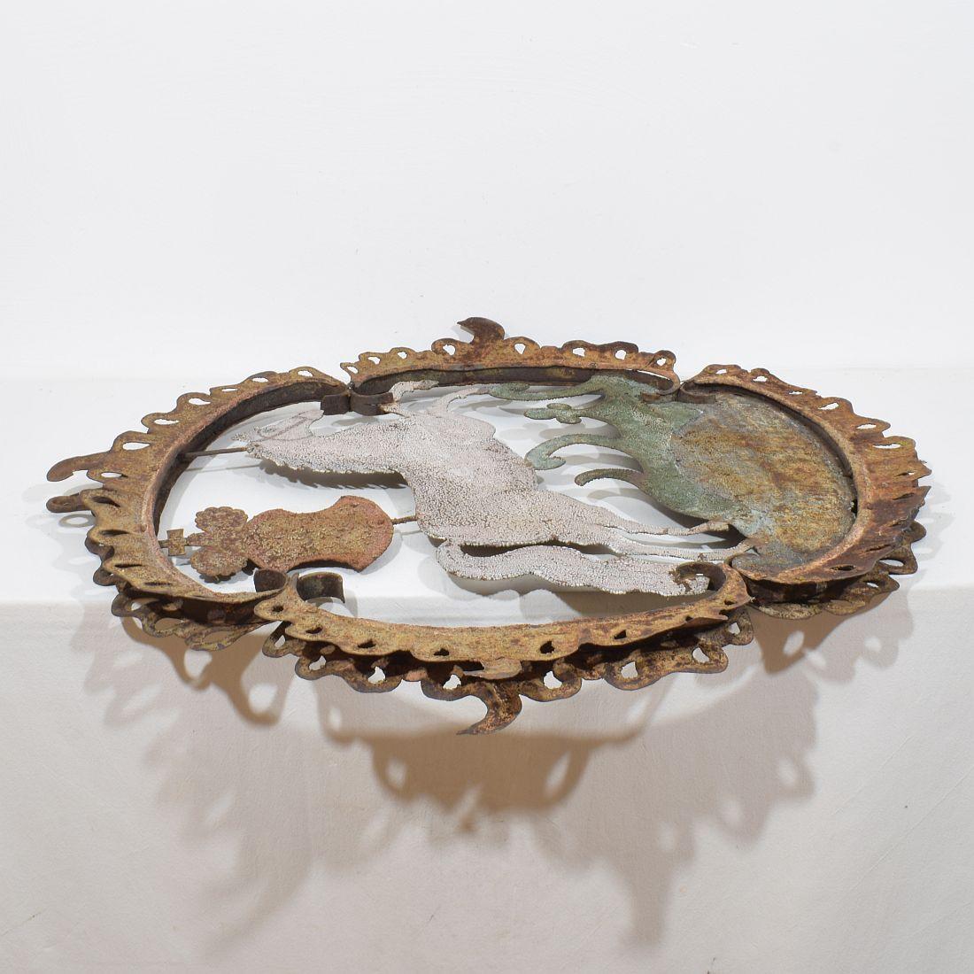 Französisch 18. Jahrhundert geschmiedet Eisen Folk Art Barock Tavern Zeichen im Angebot 13